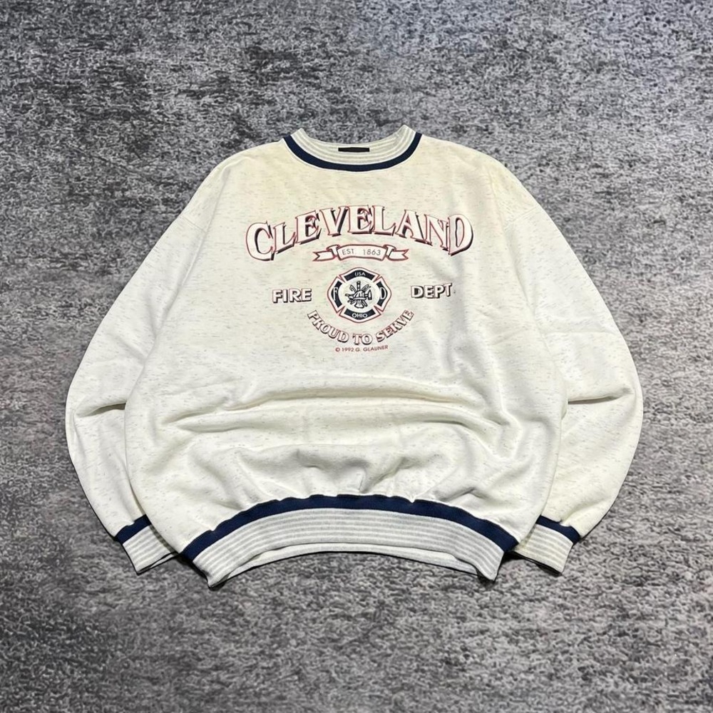 Vintage Cleveland Fire Dept Crewneck Sweatshirt Mens XL Gray‎ 90s Pullover
